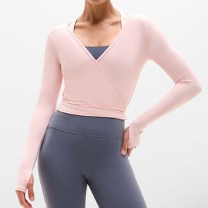 Athleta Blush Pink Wrap Top with Tie Closure